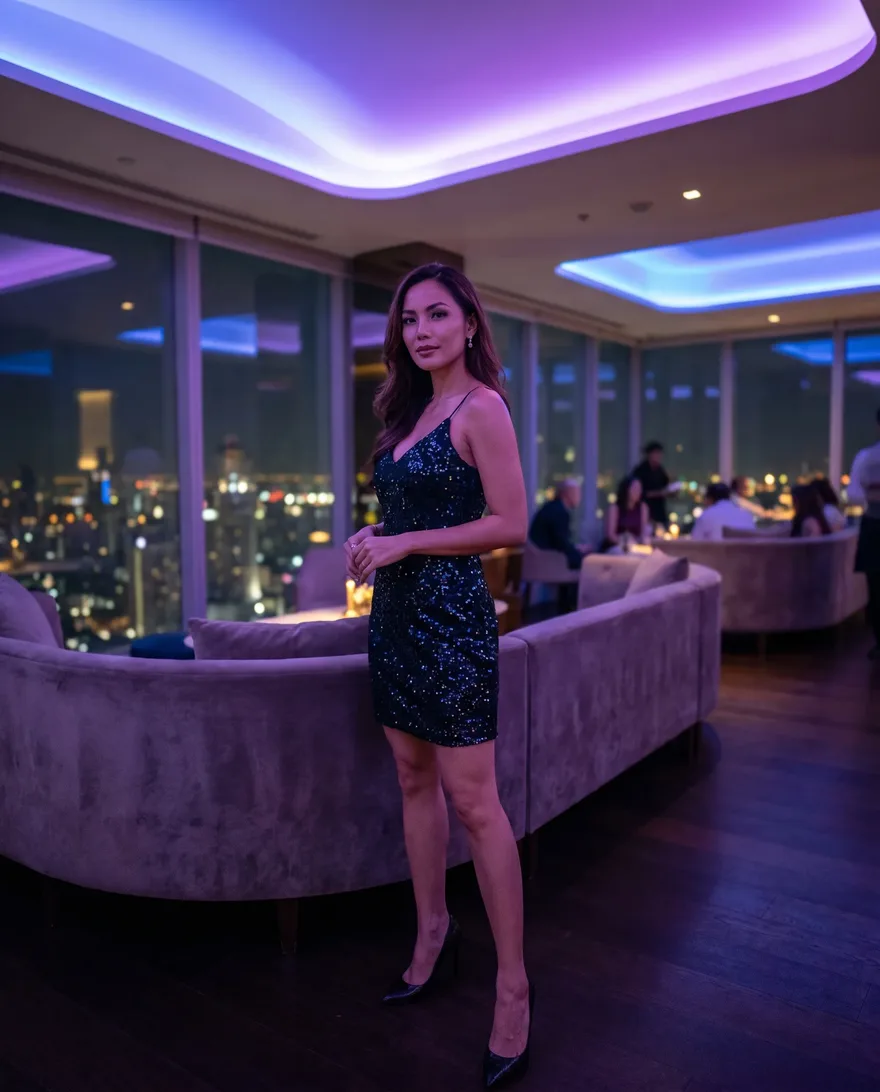 What women should wear at Ghostbar: cocktail dress or stylish top with heels