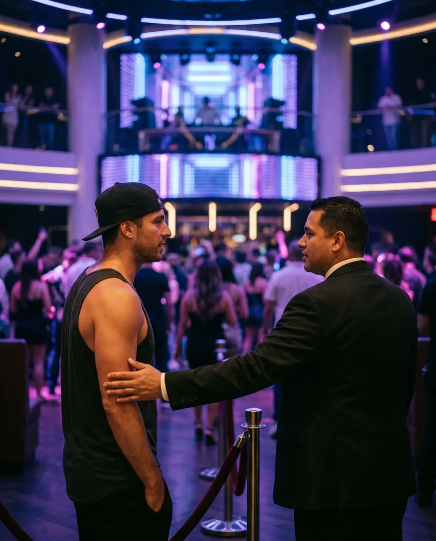 Not allowed at Marquee Nightclub: baseball caps, tanks and team jerseys