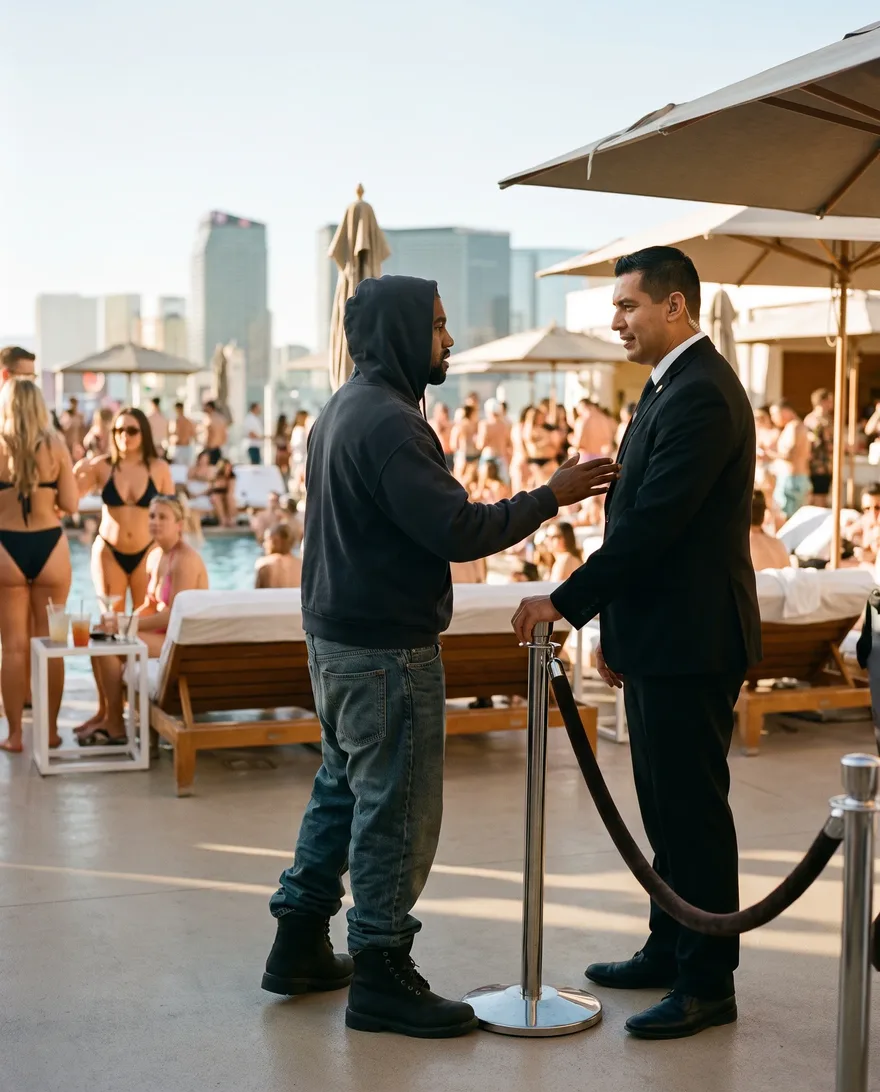 Not the move at Omnia Dayclub: head-to-toe street clothes at the pool