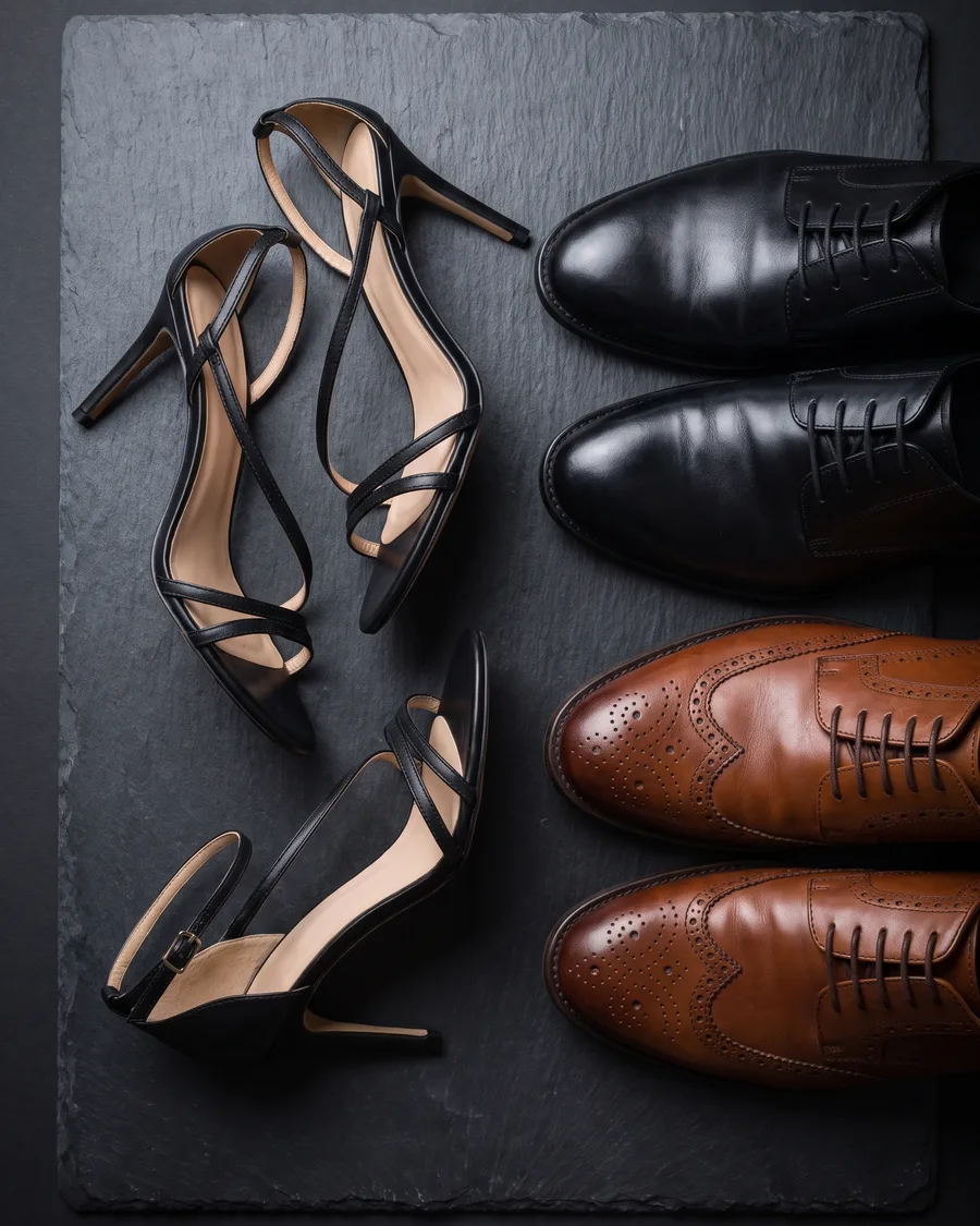 Shoes that clear the door: heels and polished dress shoes