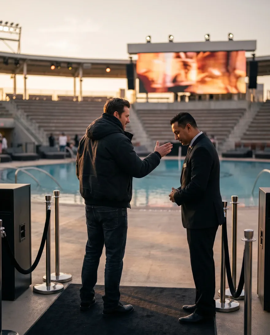 Not the move at Stadium Swim: head-to-toe street clothes at the pool