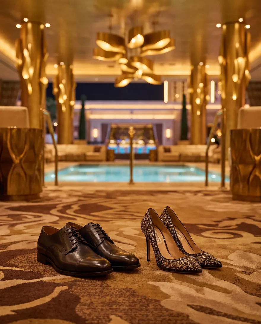 Shoes that clear the door at XS Nightclub: heels and polished dress shoes