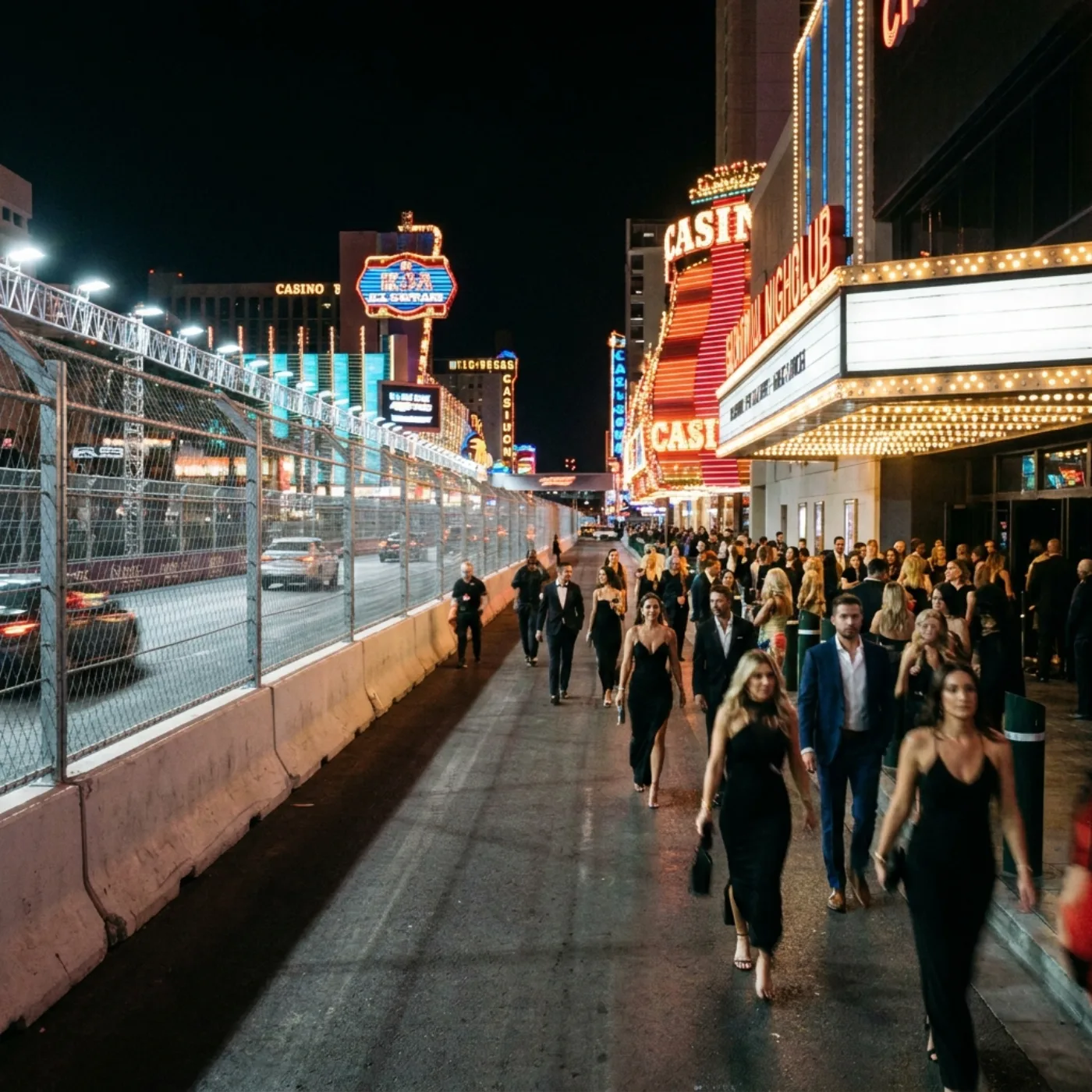 The Las Vegas Strip during Grand Prix race week at night