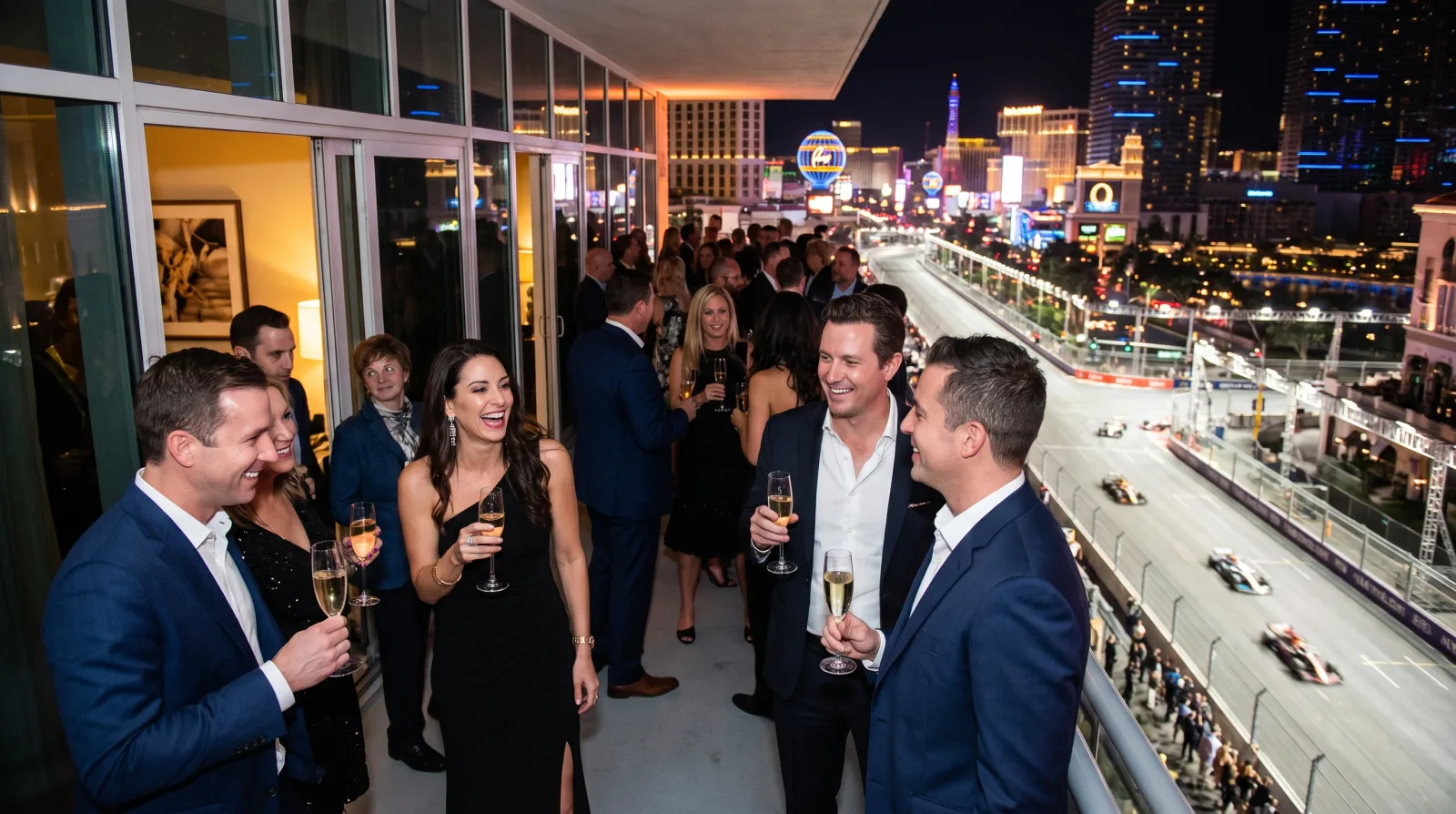 Suite party overlooking the Las Vegas Grand Prix circuit