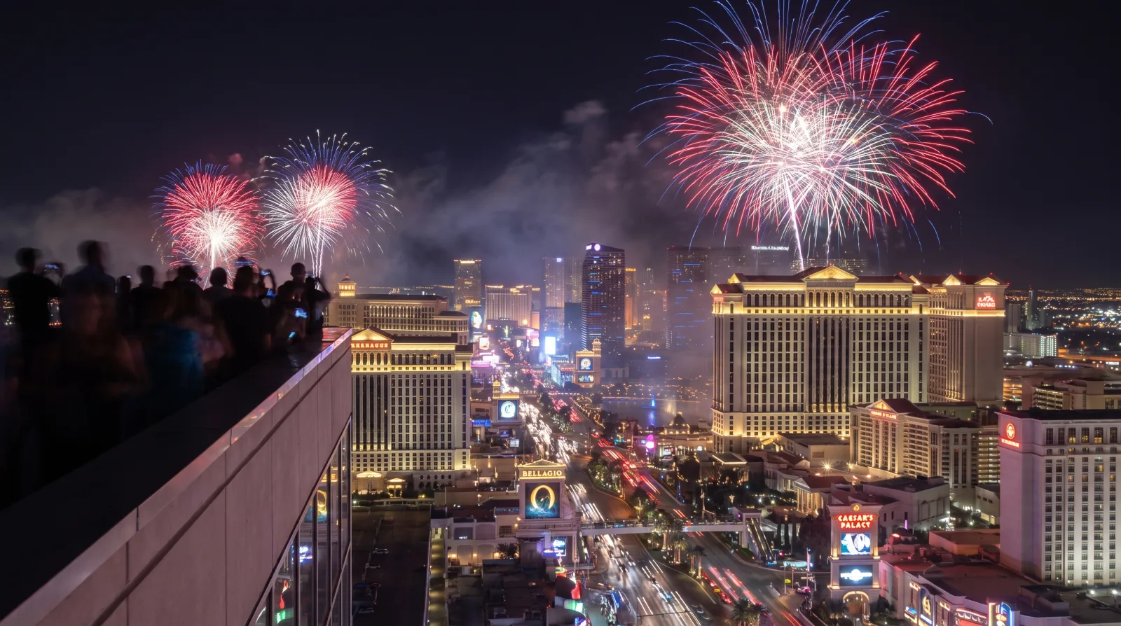 Fireworks over the Las Vegas Strip on the Fourth of July