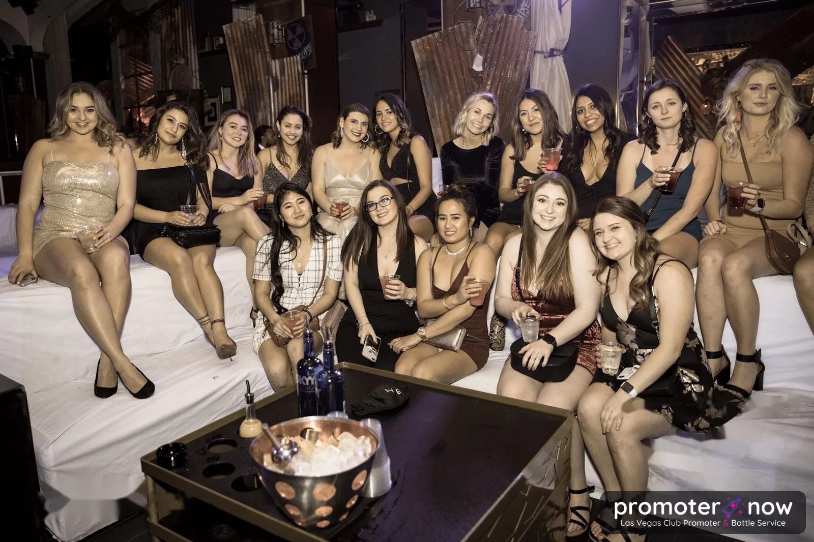 A group dancing on a Las Vegas club floor