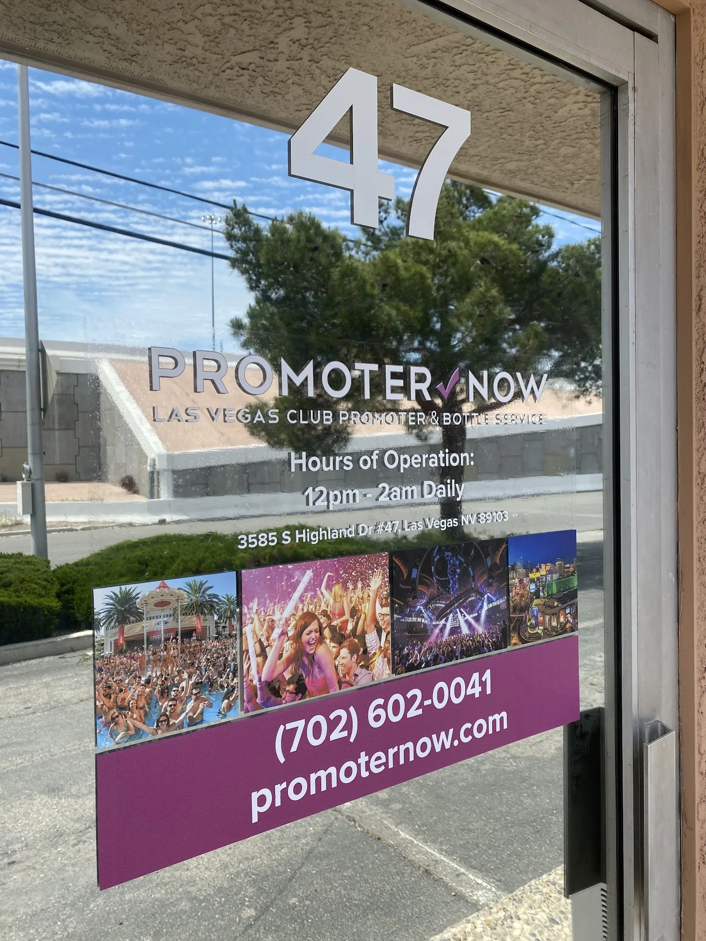 The Promoter Now office door, suite 47, Las Vegas