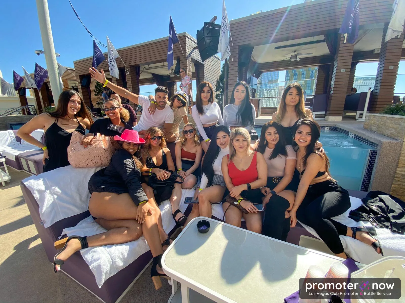 Las Vegas dayclub cabana on a pool day