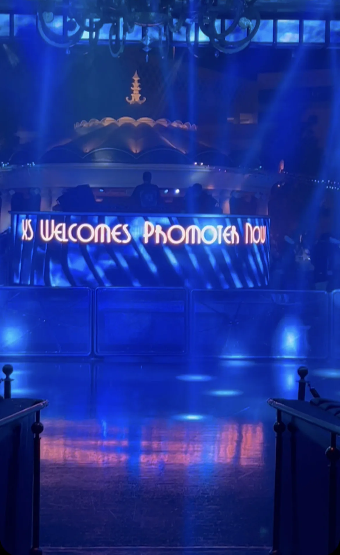 The XS Nightclub marquee reading Welcome Promoter Now