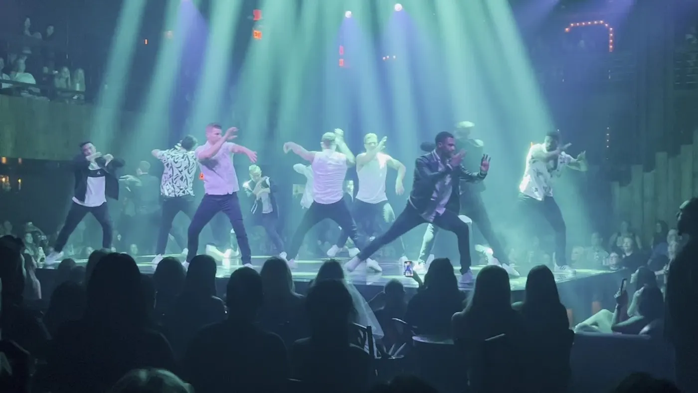 Magic Mike Live group number under stage beams