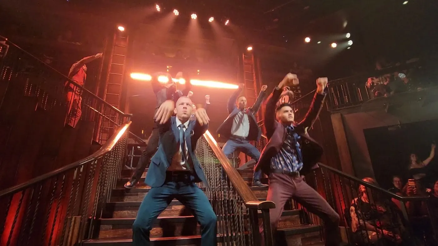 Magic Mike Live cast on the staircase set