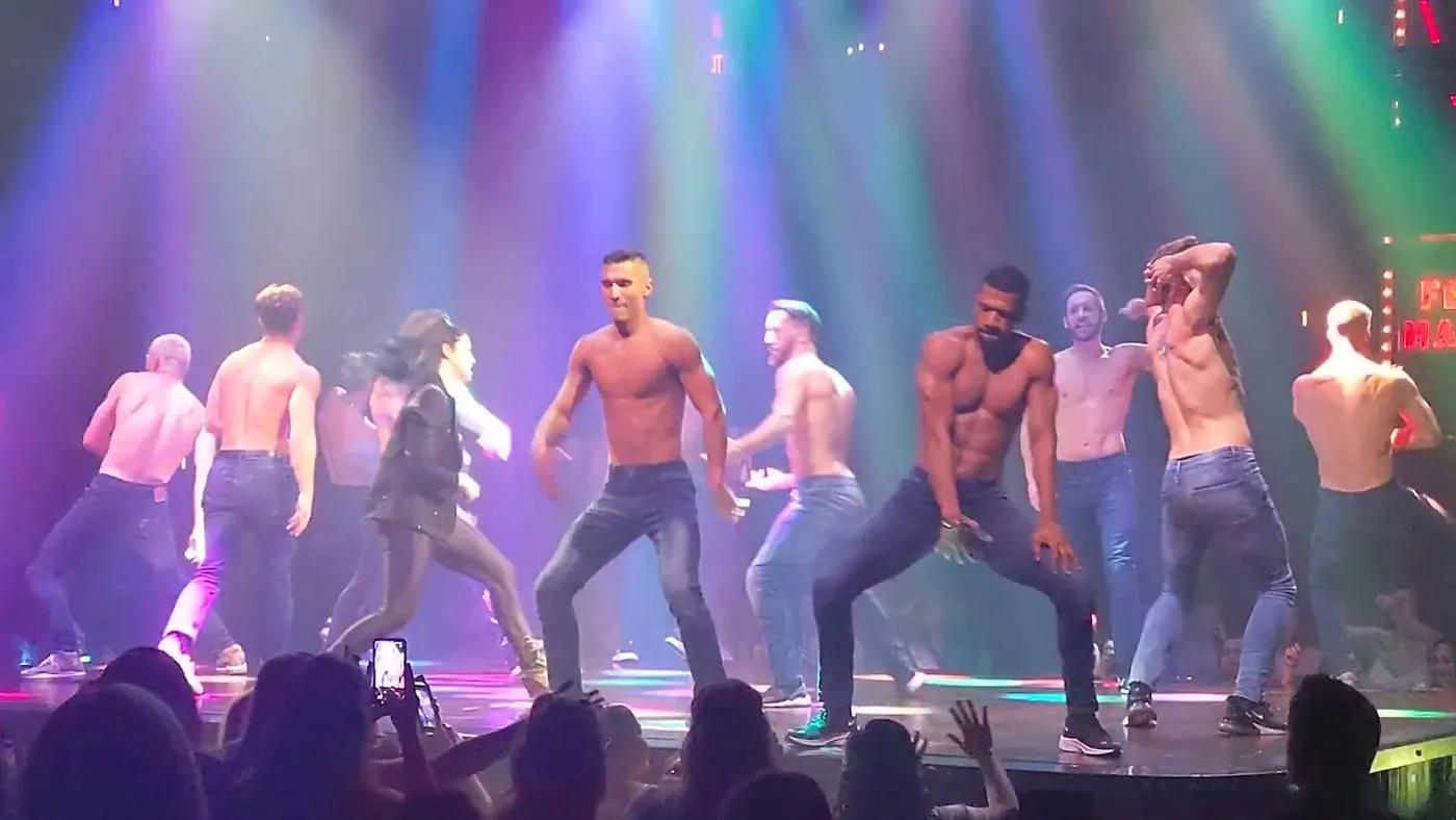 Magic Mike Live cast dancing close to the audience