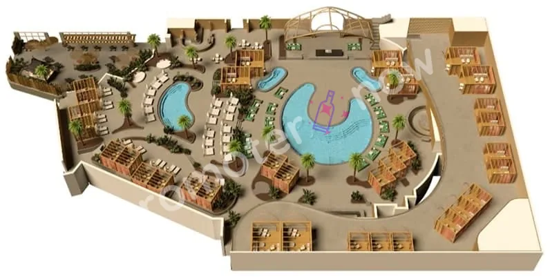 Ayu Dayclub Las Vegas table map and VIP section layout