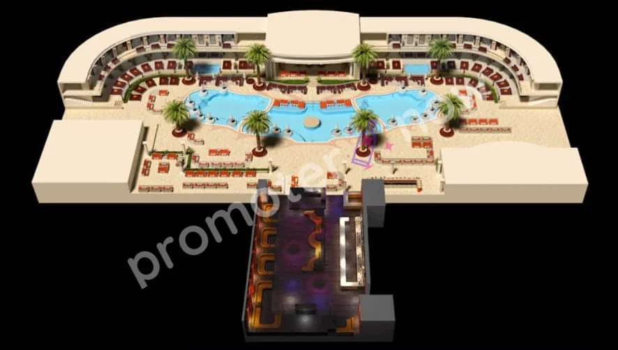 EBC at Night Las Vegas table map and VIP section layout
