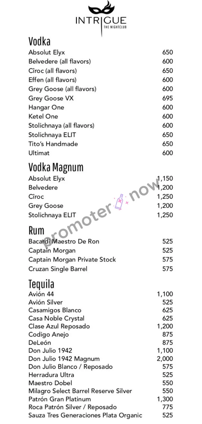 Intrigue Nightclub Bottle Service archive