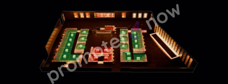 Omnia Nightclub Las Vegas table map and VIP section layout