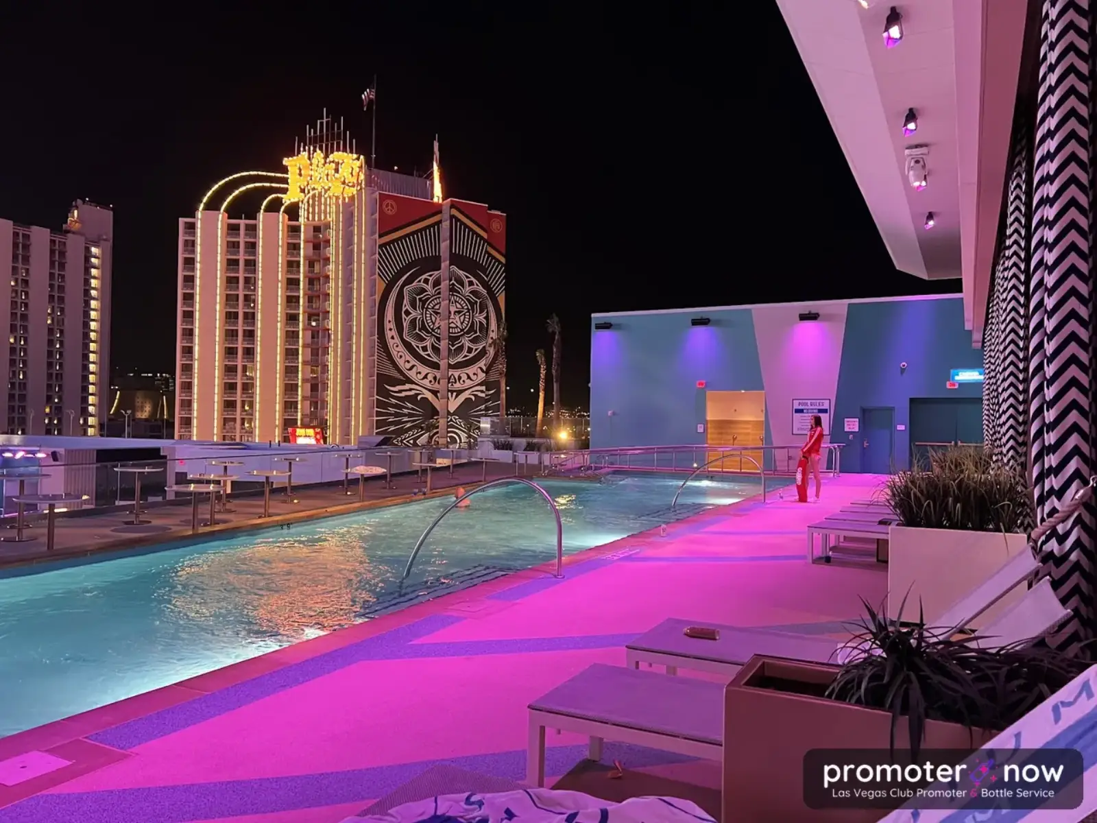Stadium Swim Circa Las Vegas 143-foot HD screen and tiered pools