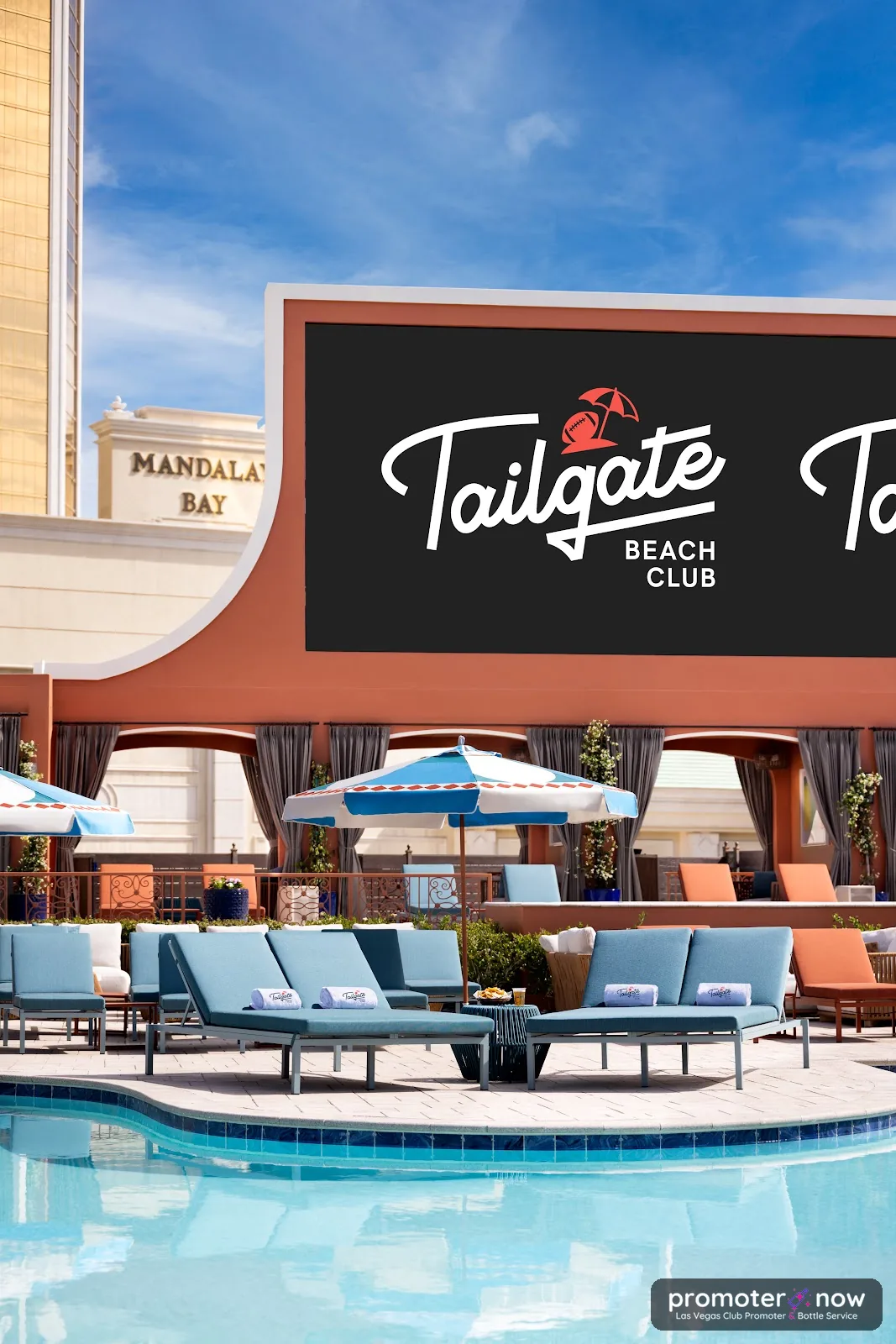 Tailgate Beach Club Las Vegas VIP cabanas with private TVs