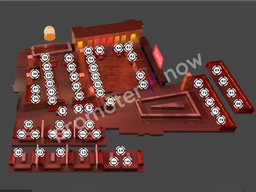 TAO Nightclub Las Vegas table map and VIP section layout