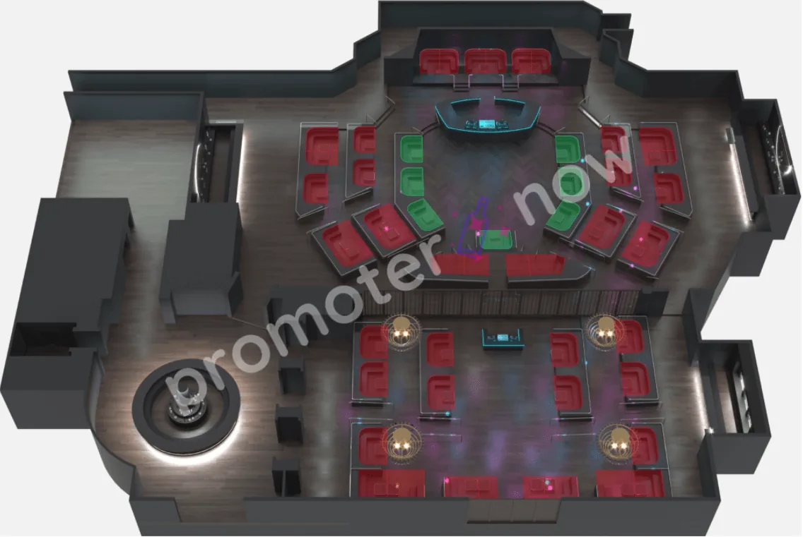 Zouk Nightclub Las Vegas table map and VIP section layout