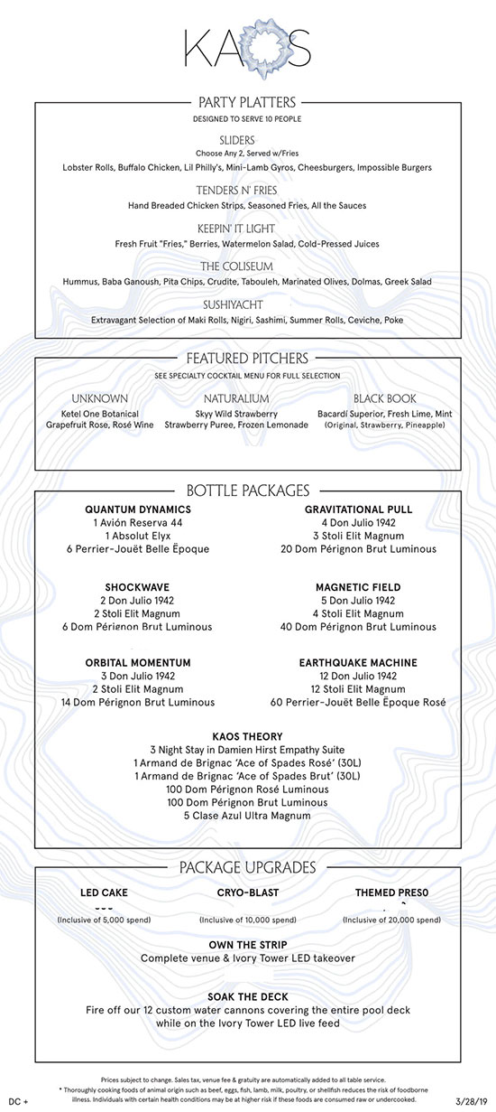 Kaos Dayclub Bottle Menu Promoter Now Kaos Dayclub Bottle Menu Promoter Now