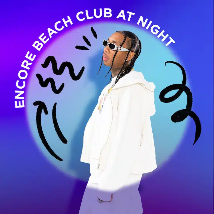Tyga at Encore Beach Club at Night